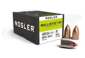 .458 / 11,63 mm 300 gr / 19,44 g Nosler Ballistic Tip Hunting Geschosse 50 Stück