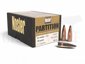 .308 / 7,62 mm 150 gr / 9,7 g Nosler Partition Geschosse 50 Stück