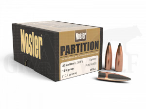 .308 / 7,62 mm 165 gr / 10,7 g Nosler Partition Geschosse 50 Stück