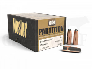 .308 / 7,62 mm (30-30) 170 gr / 11,0 g Nosler Partition Geschosse 50 Stück