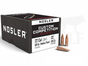 .224 / 5,6 mm 69 gr / 4,4 g Nosler Custom Competition HPBT Geschosse 100 Stück