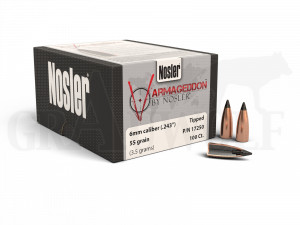 .243 / 6 mm 55 gr / 2,6 g Nosler FB Tip Varmageddon Geschosse 100 Stück