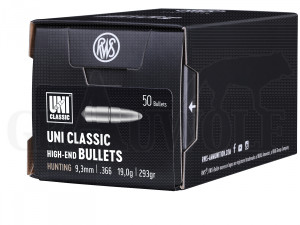 .366 / 9,3 mm 293 gr / 19,0 g RWS UNI Classic Geschosse 50 Stück