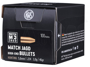 .224 / 5,6 mm 46 gr / 3,0 g RWS MJ / SG Hohlspitzgeschosse 100 Stück