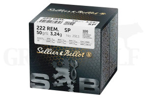 .222 Rem. Teilmantel 50 gr/3,2 g Sellier & Bellot Patronen 100 Stück .222 Rem. Teilmantel 50 gr/3,2 g Sellier & Bellot Patronen 100 Stück