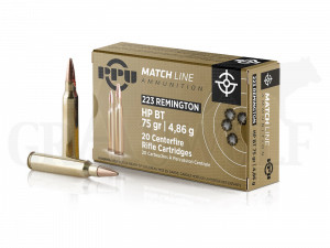 .223 Remington 75 gr / 4,86 g Prvi Partizan Match Teilmantel Hohlspitz Patronen 20 Stück