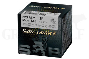 .223 Rem. Teilmantel 55 gr/3,6 g Sellier & Bellot Patronen 100 Stück .223 Rem. Teilmantel 55 gr/3,6 g Sellier & Bellot Patronen 100 Stück