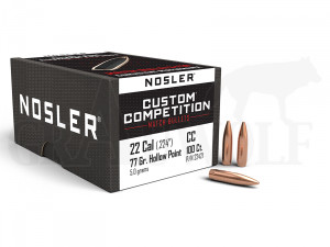 .224 / 5,6 mm 77 gr / 4,9 g Nosler HPBT Custom Competition Geschosse 100 Stück