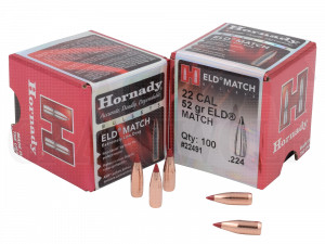 .224 / 5,6 mm 52 gr / 3,4 g Hornady ELD-Match Geschosse 100 Stück