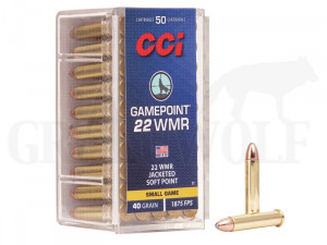 .22 WMR 40 gr / 2,6 g CCI Hohlspitz Patronen 50 Stück