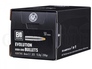 .323 / 8 mm 200 gr / 13,0 g RWS Evolution Geschosse 50 Stück