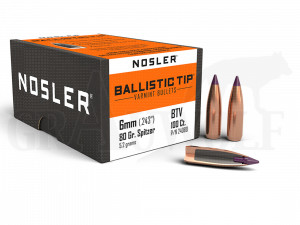 .243 / 6 mm 80 gr / 5,2 g Nosler Ballistic Tip Geschosse 100 Stück