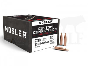 .224 / 5,6 mm 80 gr / 5,2 g Nosler HPBT Custom Competition Geschosse 100 Stück