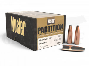 .308 / 7,62 mm 180 gr / 11,7 g Nosler Partition PP Geschosse 50 Stück