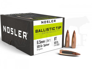 .264 / 6,5 mm 100 gr / 6,5 g Nosler Ballisic Tip Geschosse 50 Stück
