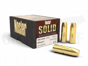 .458 / 11,63 mm 500 gr / 32,4 g Nosler Solid Dangerous Game Vollmantel Geschosse 25 Stück