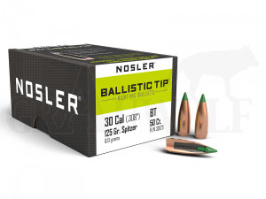 .308 / 7,62 mm 125 gr / 8,1 g Nosler Ballistic Tip Geschosse 50 Stück