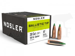 .308 / 7,62 mm 150 gr / 9,7 g Nosler BallisticTip Geschosse 50 Stück