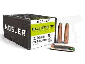 .308 / 7,62 mm 220 gr / 14,3 g Nosler Ballistic Tip RN Rundkopf Geschosse 50 Stück