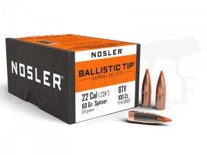 .224 / 5,6 mm 60 gr / 3,9 g Nosler Ballistic Tip Varmint Geschosse 100 Stück