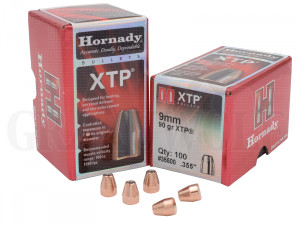 .355 / 9 mm 90 gr / 5,8 g Hornady HP/XTP Geschosse 100 Stück