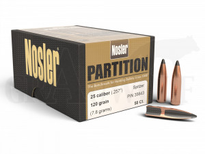 .257 / 6,53 mm 120 gr / 7,8 g Nosler Partition Geschosse 50 Stück