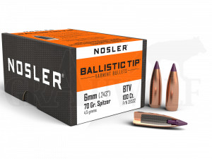 .243 / 6 mm 70 gr / 4,5 g Nosler Ballistic Tip Varmint Geschosse 100 Stück