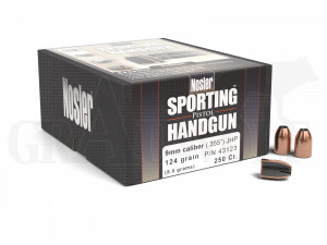 .355 / 9 mm 124 gr / 8 g Nosler JHP Sporting Handgun Geschosse 250 Stück