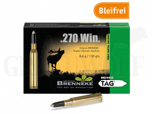 .270 Win 130 gr / 8,4 g Brenneke TAG Bleifrei Patronen 20 Stück