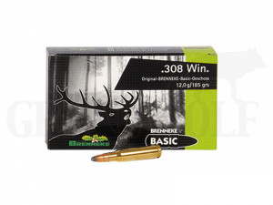 .308 Winchester 185 gr / 12 g Brenneke Basic Teilmantel Patronen 20 Stück