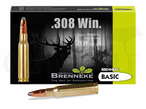 .308 Winchester 165 gr / 10,7 g Brenneke Basic Teilmantel Patronen 20 Stück