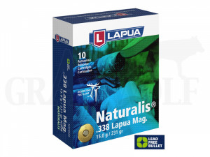 .338 Lapua Magnum 231 gr / 15,0 g Lapua Naturalis Bleifrei Patronen 10 Stück