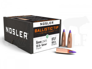 .243 / 6 mm 55 gr / 5,6 g Nosler bleifreie BallisticTip Varmint Geschosse 100 Stück