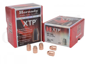 .452 / 11,48 mm 250 gr / 16,2 g Hornady HP / XTP Hohlspitz Geschosse 100 Stück