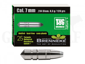 .284 / 7 mm 128 gr / 8,3 g Brenneke TUG Nature+ Geschosse bleifrei 25 Stück