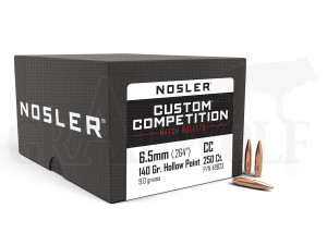 .264 / 6,5 mm 140 gr / 9,1 g Nosler Custom Competition HPBT Geschosse 250 Stück