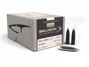 .243 / 6 mm 95 gr / 6,2 g Nosler Ballistic Silver Tip Geschosse 50 Stück