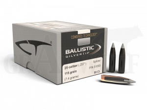 .257 / 6,53 mm 115 gr / 7,5 g Nosler BallSilverTip Geschosse 50 Stück