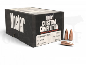 .224 / 5,6 mm 52 gr / 3,4 g Nosler Custom Competiton HPBT Geschosse 100 Stück