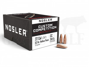 .224 / 5,6 mm 52 gr / 3,4 g Nosler Custom Competition HPBT Geschosse 250 Stück