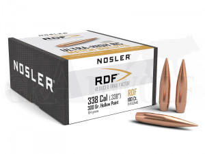 .338 / 8,5 mm 300 gr / 19,4 g Nosler HPBT RDF Match Geschosse 100 Stück