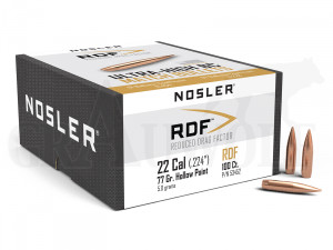 .224 / 5,6 mm 77 gr / 4,9 g Nosler HPBT RDF Match Geschosse 100 Stück