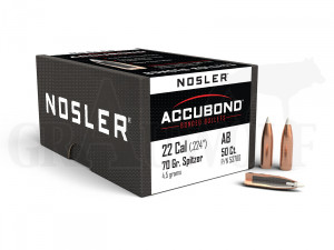 .224 / 5,6 mm 70 gr / 4,5 g Nosler AccuBond Geschosse 50 Stück