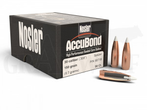 .308 / 7,62 mm 150 gr / 9,7 g Nosler AccuBond Geschosse 50 Stück