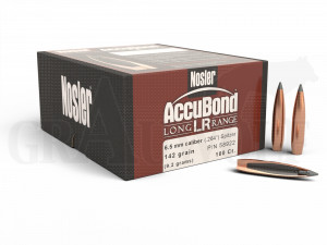 .264 / 6,5 mm 142 gr / 9,2 g Nosler AccuBond Long Range Spitzer Geschosse 100 Stück