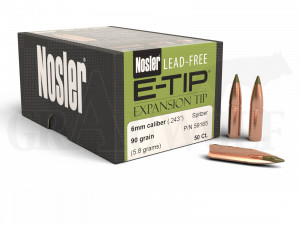 .243 / 6 mm 90 gr / 5,8 g Nosler E-Tip Geschosse 50 Stück