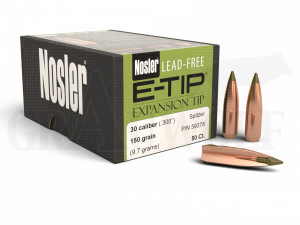 .308 / 7,62 mm 150 gr / 9,7 g Nosler E-Tip Bleifrei Geschosse 50 Stück