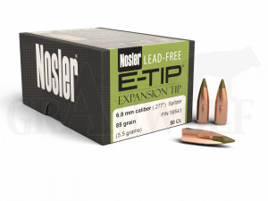 .277 / 7 mm 85 gr / 5,5 g Nosler E-Tip Geschosse bleifrei 50 Stück