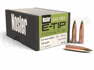 .264 / 6,5 mm 120 gr / 7,8 g Nosler E-Tip bleifreie Geschosse 50 Stück