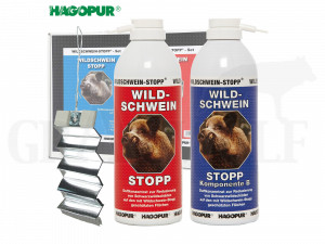 Hagopur Wildschwein Stopp Set 2 mal 400 ml und Alustreifen
